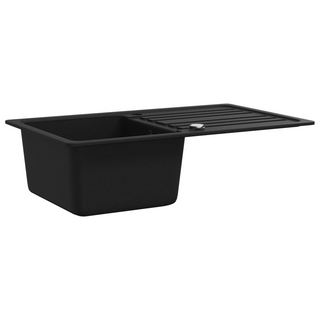 Granite Kitchen Sink Single Basin with Drainer Reversible Black - Giant Lobelia