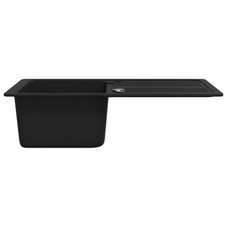 Granite Kitchen Sink Single Basin with Drainer Reversible Black - Giant Lobelia