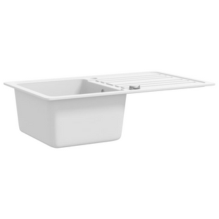 Granite Kitchen Sink Single Basin with Drainer Reversible Cream White - Giant Lobelia