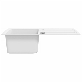 Granite Kitchen Sink Single Basin with Drainer Reversible Cream White - Giant Lobelia