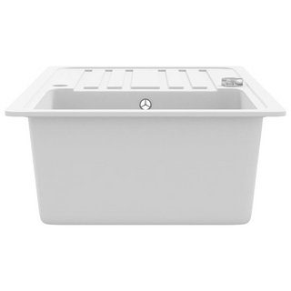 Granite Kitchen Sink Single Basin with Drainer Reversible Cream White - Giant Lobelia