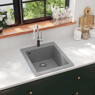 vidaXL Overmount Kitchen Sink Single Basin Granite Grey - Giant Lobelia