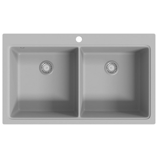 Overmount Kitchen Sink Double Basin Granite Grey - Giant Lobelia