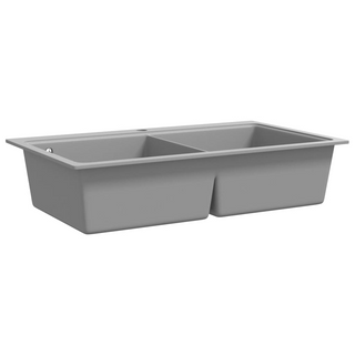 Overmount Kitchen Sink Double Basin Granite Grey - Giant Lobelia