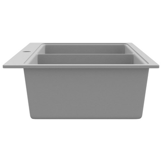 Overmount Kitchen Sink Double Basin Granite Grey - Giant Lobelia