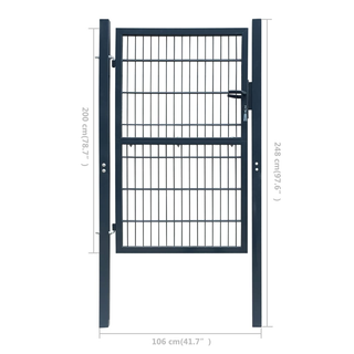 vidaXL Fence Gate Steel 106x248 cm Anthracite - Giant Lobelia