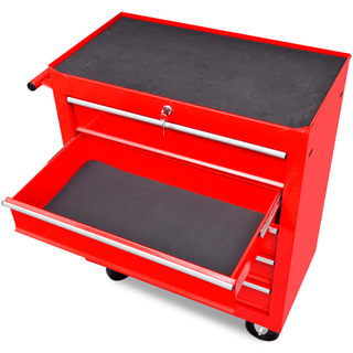 Workshop Tool Trolley 5 Drawers Red - Giant Lobelia