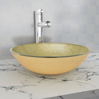 Basin Tempered Glass 42 cm Gold - Giant Lobelia