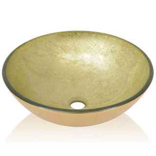 Basin Tempered Glass 42 cm Gold - Giant Lobelia