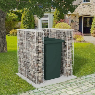 Gabion Single Wheelie Bin Surround Steel 110x100x120 cm - Giant Lobelia