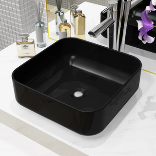 Basin Ceramic Square Black 38x38x13.5 cm - Giant Lobelia