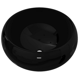 Basin Ceramic Round Black 40x15 cm - Giant Lobelia