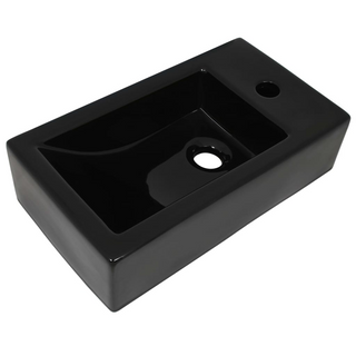 Basin with Faucet Hole Rectangular Ceramic Black 46x25.5x12 cm - Giant Lobelia