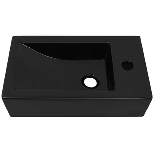 Basin with Faucet Hole Rectangular Ceramic Black 46x25.5x12 cm - Giant Lobelia