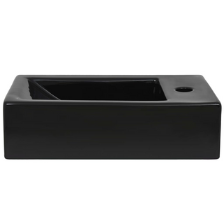 Basin with Faucet Hole Rectangular Ceramic Black 46x25.5x12 cm - Giant Lobelia