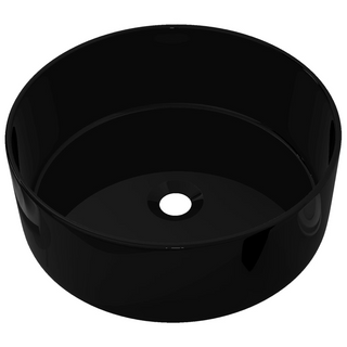 Basin Ceramic Round Black 40x15 cm - Giant Lobelia