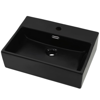 Basin with Faucet Hole Ceramic Black 51.5x38.5x15 cm - Giant Lobelia