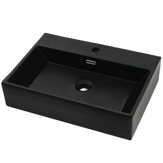 Basin with Faucet Hole Ceramic Black 76x42.5x14.5 cm - Giant Lobelia