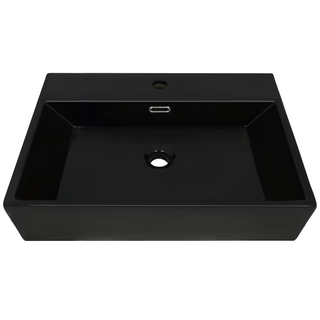 Basin with Faucet Hole Ceramic Black 76x42.5x14.5 cm - Giant Lobelia