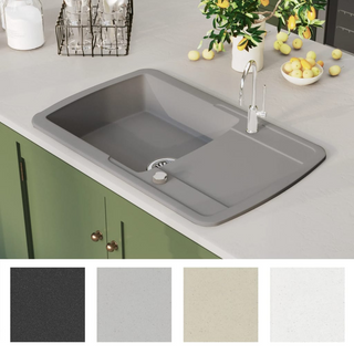 vidaXL Granite Kitchen Sink Single Basin Grey - Giant Lobelia