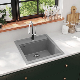 vidaXL Granite Kitchen Sink Single Basin Grey - Giant Lobelia