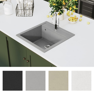 vidaXL Granite Kitchen Sink Single Basin Grey - Giant Lobelia