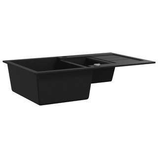 vidaXL Granite Kitchen Sink Double Basin Black - Giant Lobelia