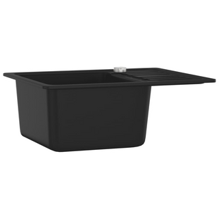 vidaXL Granite Kitchen Sink Single Basin Black - Giant Lobelia