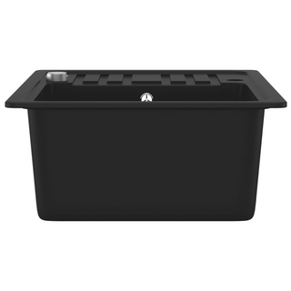 vidaXL Granite Kitchen Sink Single Basin Black - Giant Lobelia