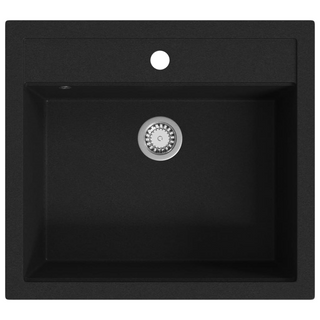 vidaXL Granite Kitchen Sink Single Basin Black - Giant Lobelia