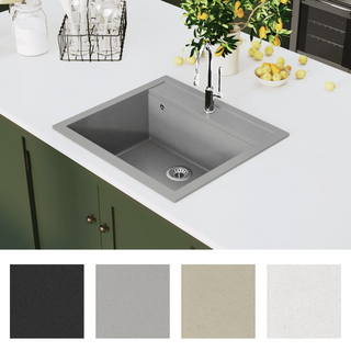 vidaXL Granite Kitchen Sink Single Basin Grey - Giant Lobelia