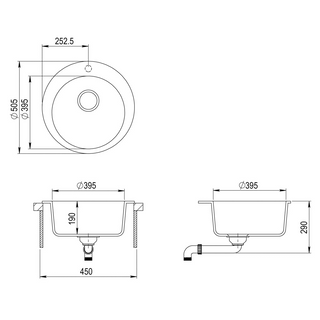 vidaXL Granite Kitchen Sink Single Basin Round Grey - Giant Lobelia