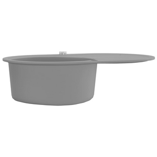 vidaXL Granite Kitchen Sink Single Basin Oval Grey - Giant Lobelia