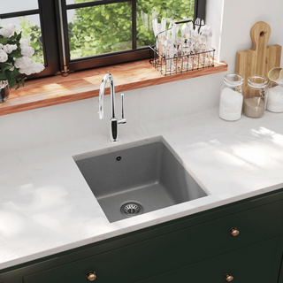 vidaXL Granite Kitchen Sink Single Basin Grey - Giant Lobelia