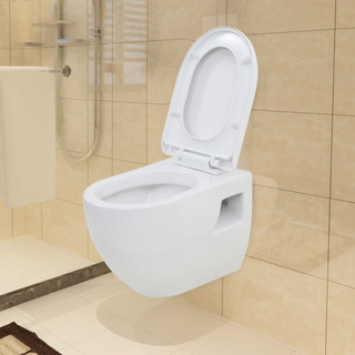 vidaXL Wall-Hung Toilet Ceramic White - Giant Lobelia