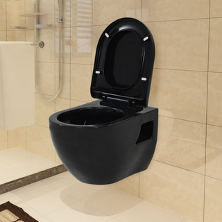 vidaXL Wall-Hung Toilet Ceramic Black - Giant Lobelia