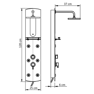 Shower Panel Unit 25x43x120 cm Silver - Giant Lobelia