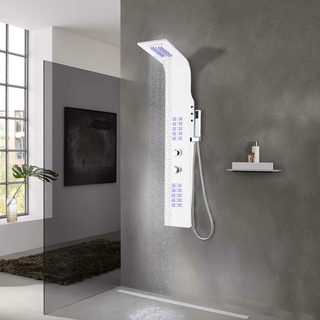 Shower Panel Unit Aluminium 20x44x130 cm White - Giant Lobelia