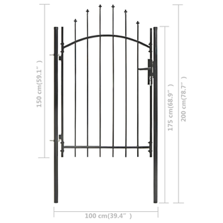 vidaXL Garden Gate Steel 1x2 m Black - Giant Lobelia