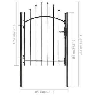 vidaXL Garden Gate Steel 1x1.75 m Black - Giant Lobelia