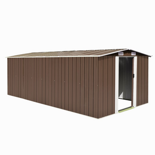 Garden Shed 257x489x181 cm Metal Brown - Giant Lobelia