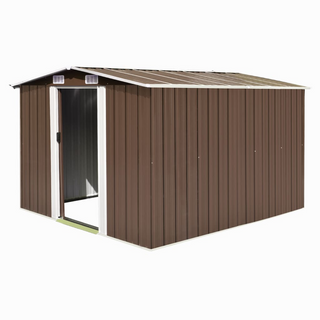 Garden Shed 257x298x178 cm Metal Brown - Giant Lobelia