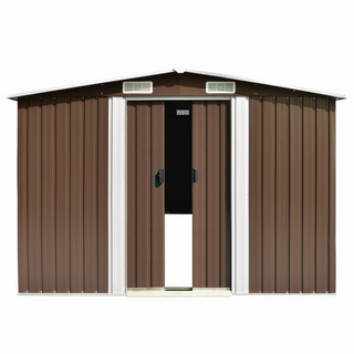 Garden Shed 257x298x178 cm Metal Brown - Giant Lobelia