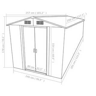 Garden Shed 257x298x178 cm Metal Grey - Giant Lobelia