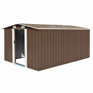 Garden Shed 257x392x181 cm Metal Brown - Giant Lobelia