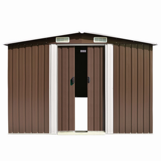 Garden Shed 257x392x181 cm Metal Brown - Giant Lobelia