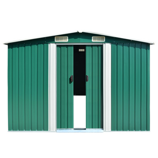 Garden Shed 257x489x181 cm Metal Green - Giant Lobelia