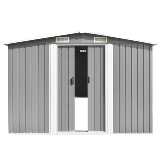 Garden Shed 257x392x181 cm Metal Grey - Giant Lobelia