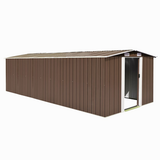 Garden Shed 257x580x181 cm Metal Brown - Giant Lobelia