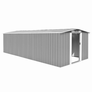 Garden Shed 257x580x181 cm Metal Grey - Giant Lobelia